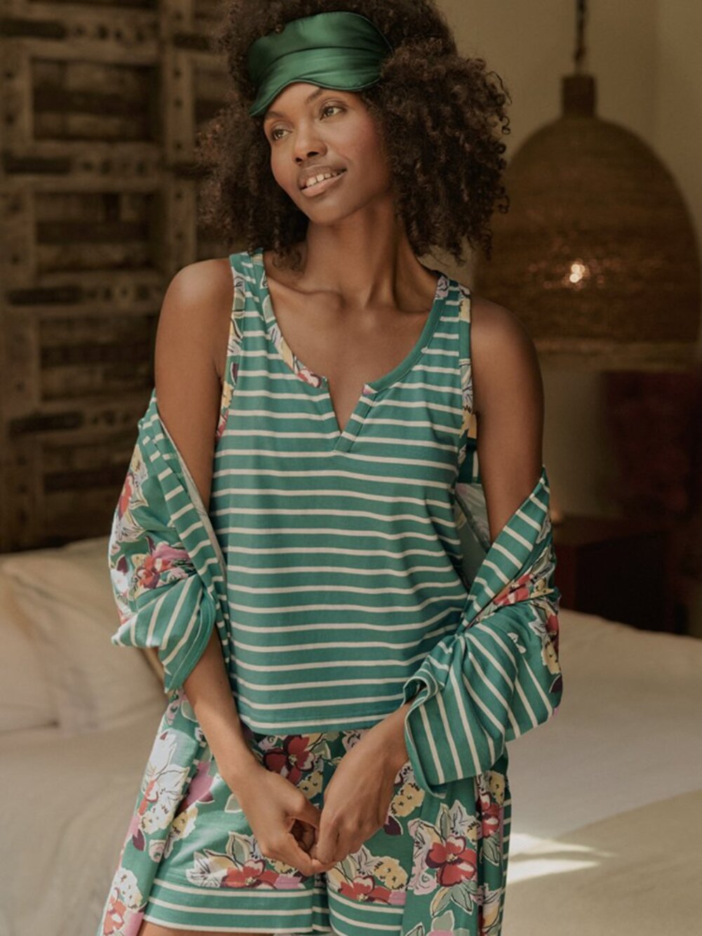 Pact Organic Staycation Sleep Tank - Daybloom Stripes - XS